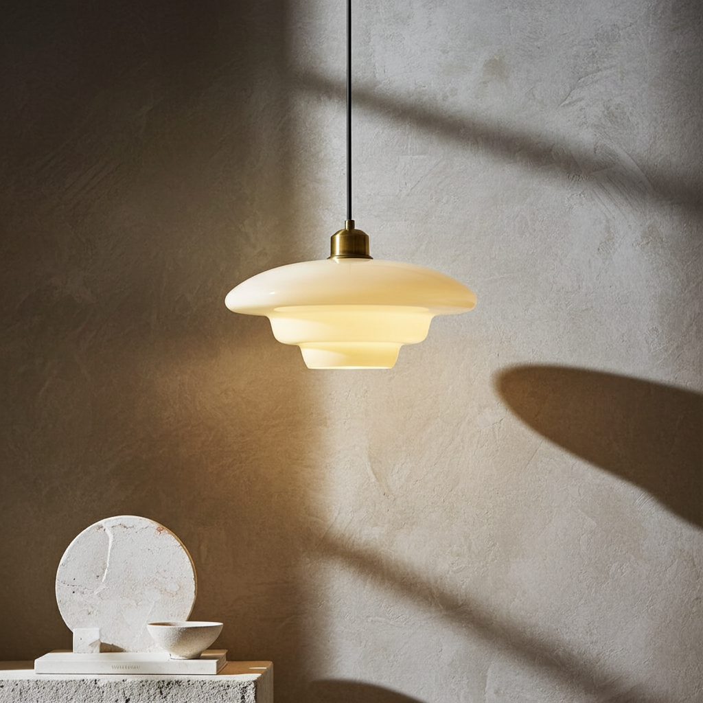Rowan | Mid-Century Milk Glass Pendant Light