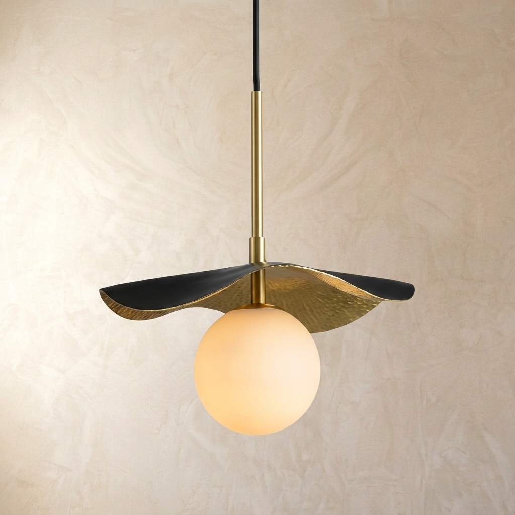 Odetta | Milk Glass &amp; Brass Globe Pendant