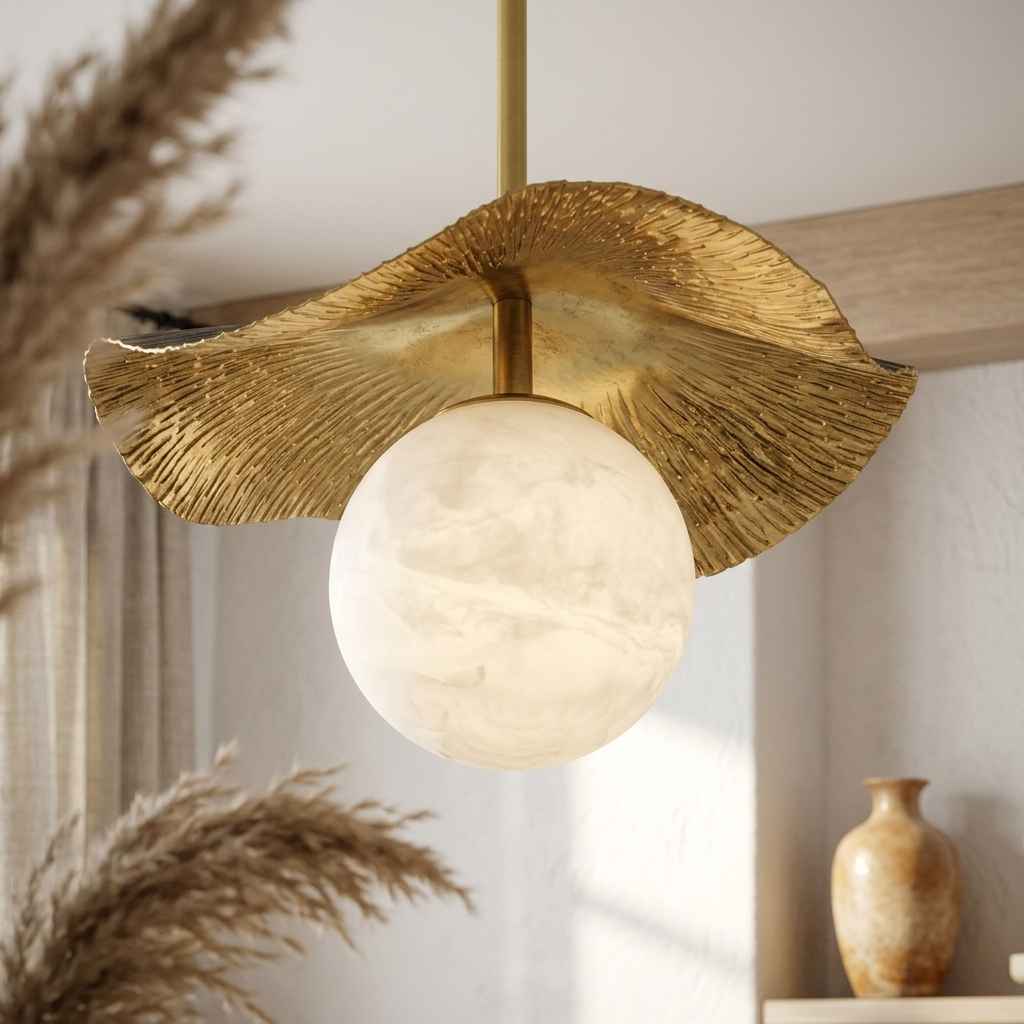 Odetta | Milk Glass &amp; Brass Globe Pendant