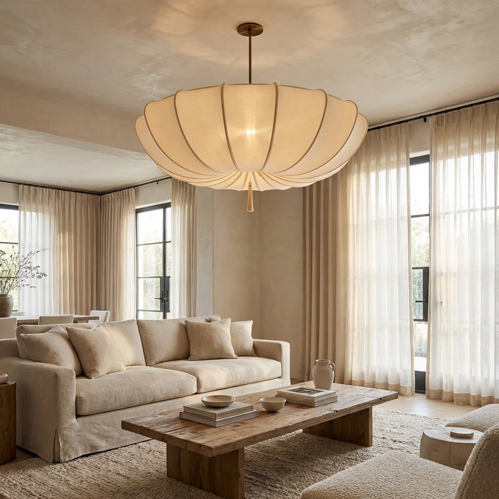 Kappe | Fabric Scalloped Pendant Light