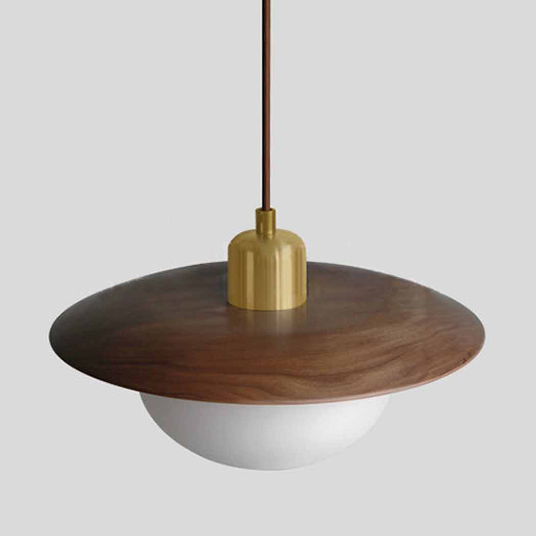 Bunn | Suspension en disque de bois et verre opalin