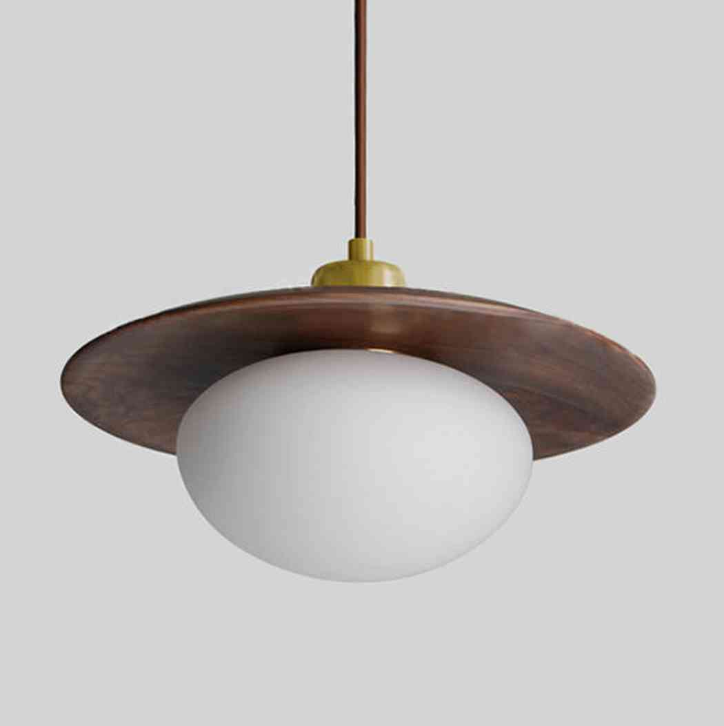 Bunn | Suspension en disque de bois et verre opalin
