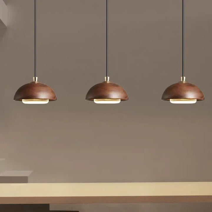 Kuri | Suspension Dôme Bois et Laiton
