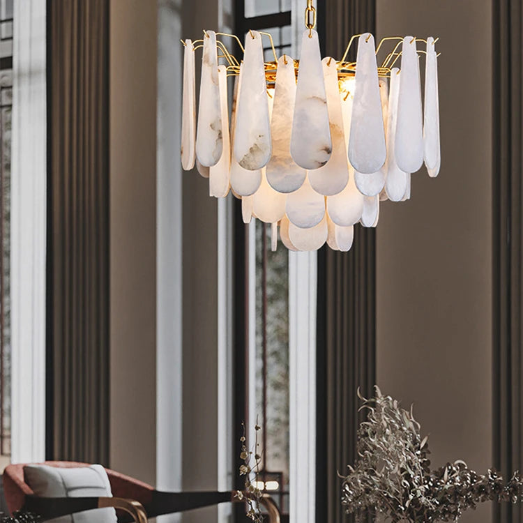 Pietre | Alabaster &amp; Brass Chandelier