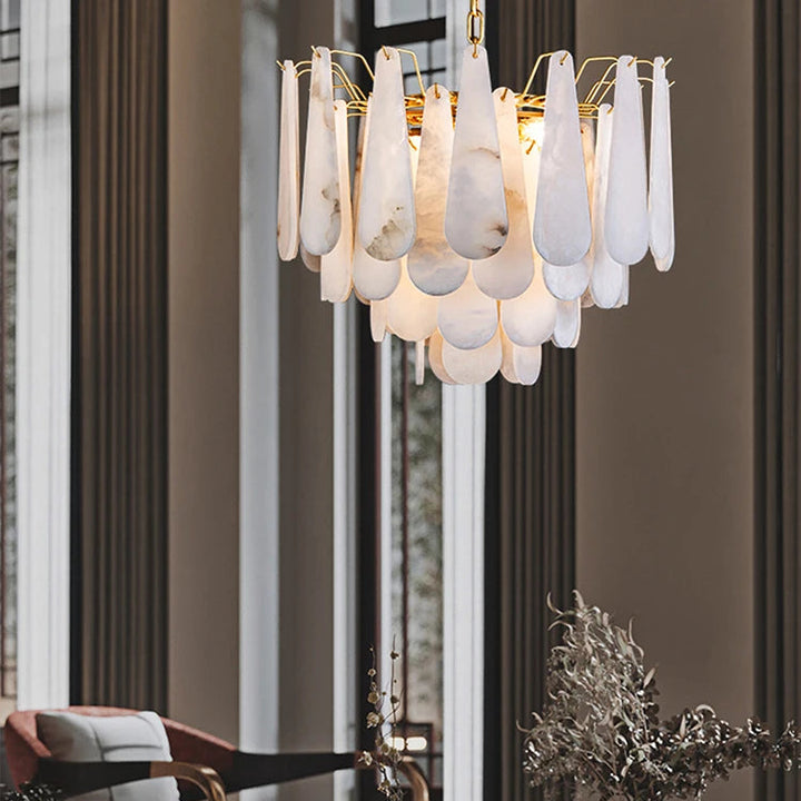 Pietre | Alabaster &amp; Brass Chandelier