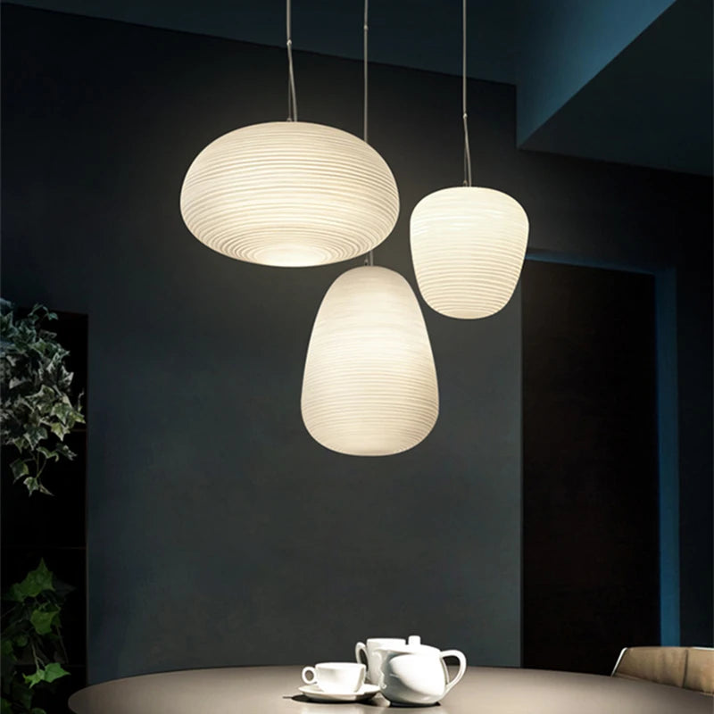 Rayo | Ribbed Milk Glass Pendant Light