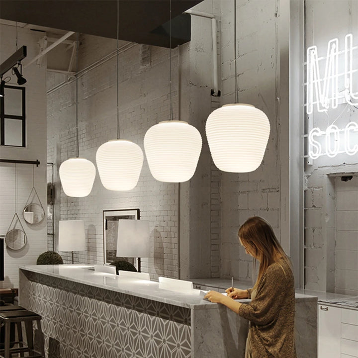 Rayo | Ribbed Milk Glass Pendant Light
