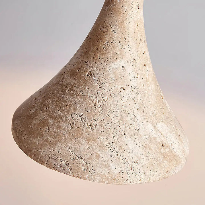 Tsuchi | Travertine &amp; Wood Funnel Pendant Light