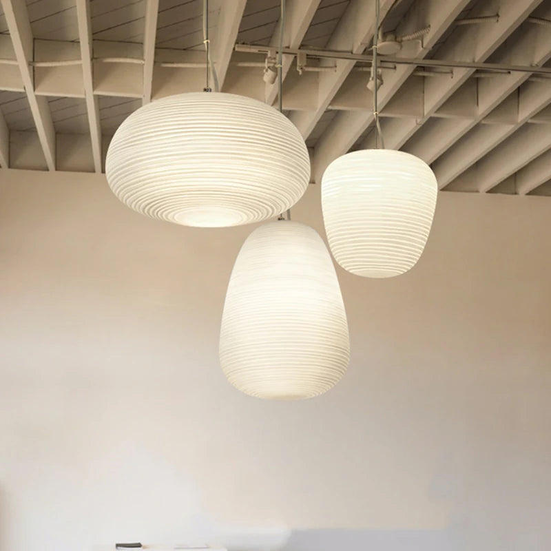 Rayo | Ribbed Milk Glass Pendant Light