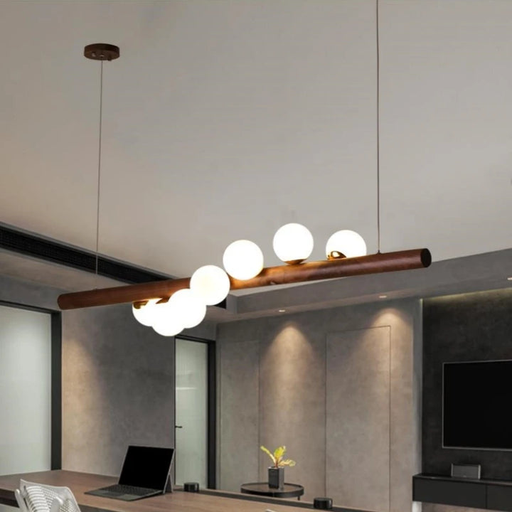 Eda | Wood Beam Multi-Globe Pendant Light
