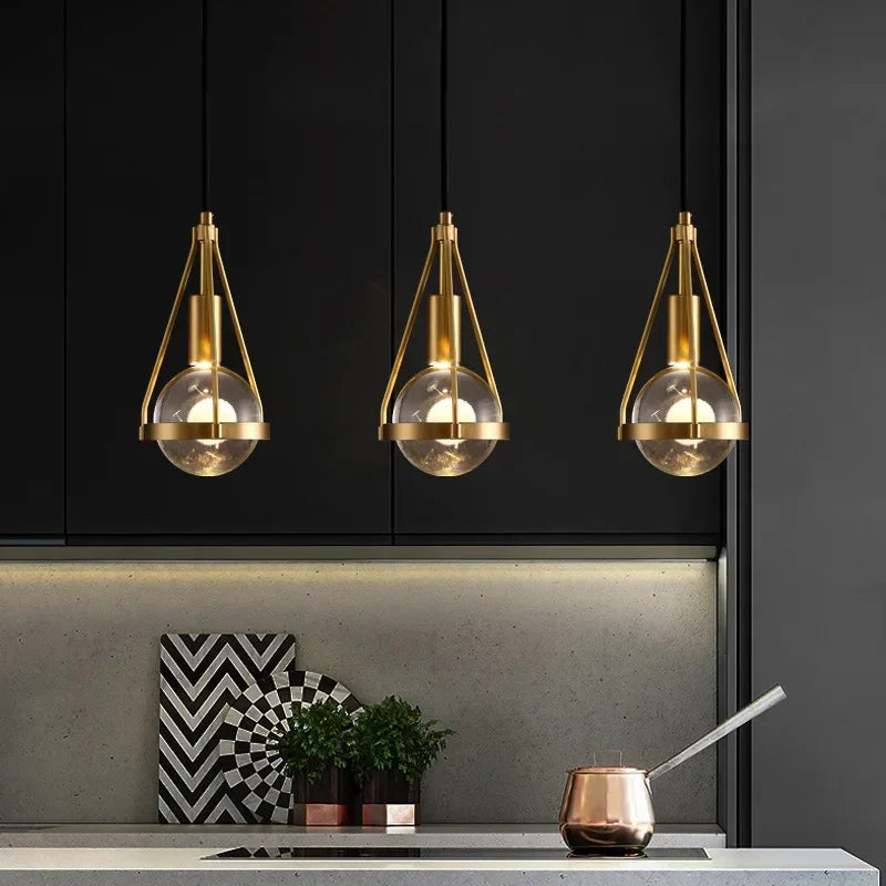Emilia | Brass and Glass Globe Pendant Light