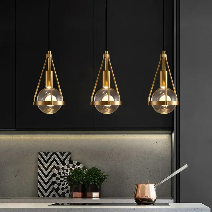 Emilia | Brass and Glass Globe Pendant Light