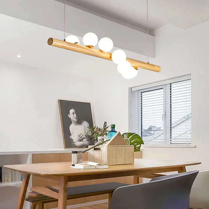 Eda | Wood Beam Multi-Globe Pendant Light