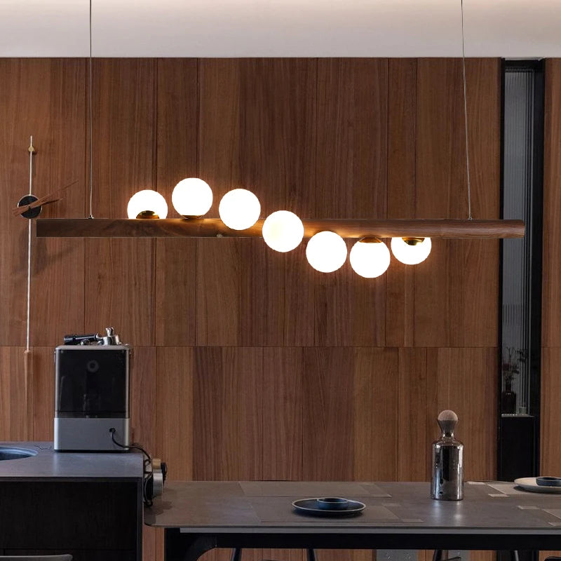Eda | Wood Beam Multi-Globe Pendant Light