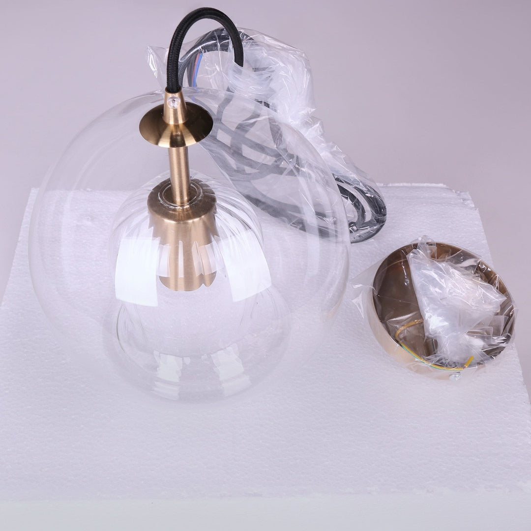Hand Blown Double Glass Bubble Pendant Light- Garwyn - Louve Lights