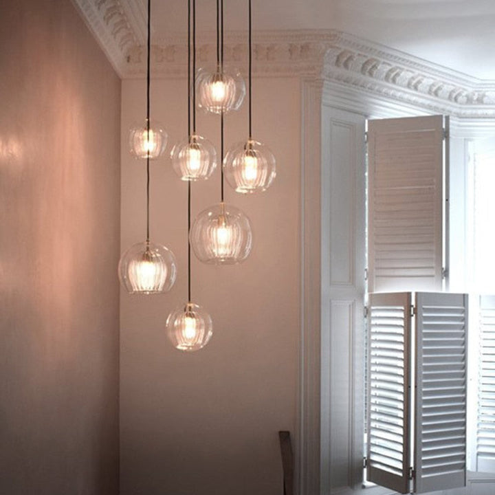 Hand Blown Double Glass Bubble Pendant Light- Garwyn - Louve Lights