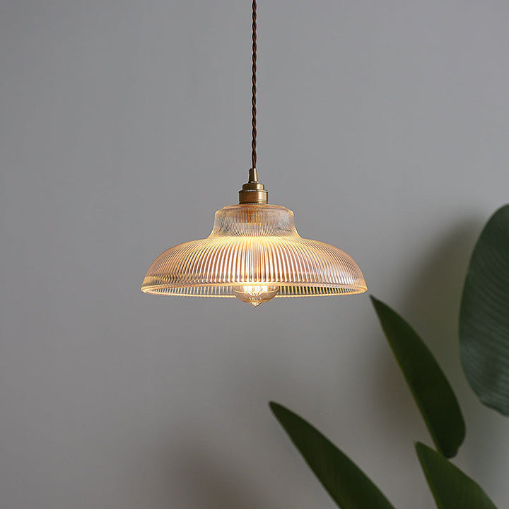 Vintage Stripe Glass Pendant Lamp - Dining Room Pendant Light - Lyssa - Louve Lights