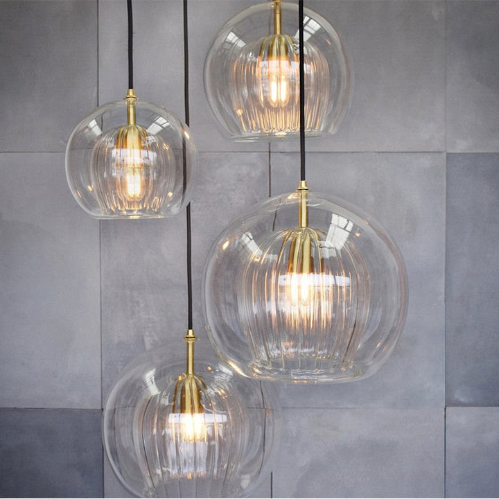 Hand Blown Double Glass Bubble Pendant Light- Garwyn - Louve Lights