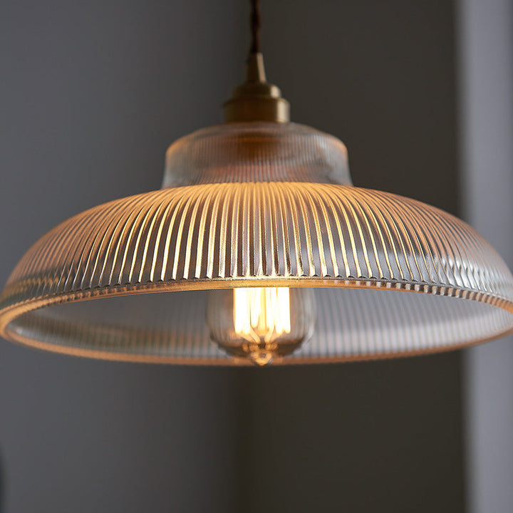 Vintage Stripe Glass Pendant Lamp - Dining Room Pendant Light - Lyssa - Louve Lights