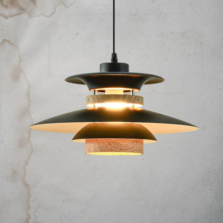 Nordic Style Metal &amp; Wood Pendant Light - Wood Hanging Light - Ospak - Louve Lights
