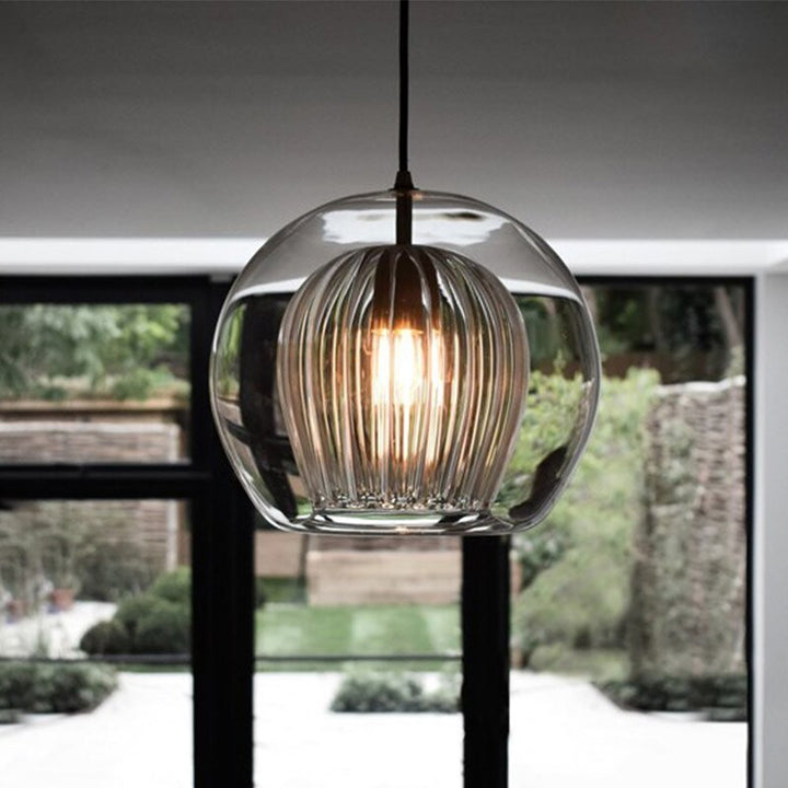 Hand Blown Double Glass Bubble Pendant Light- Garwyn - Louve Lights