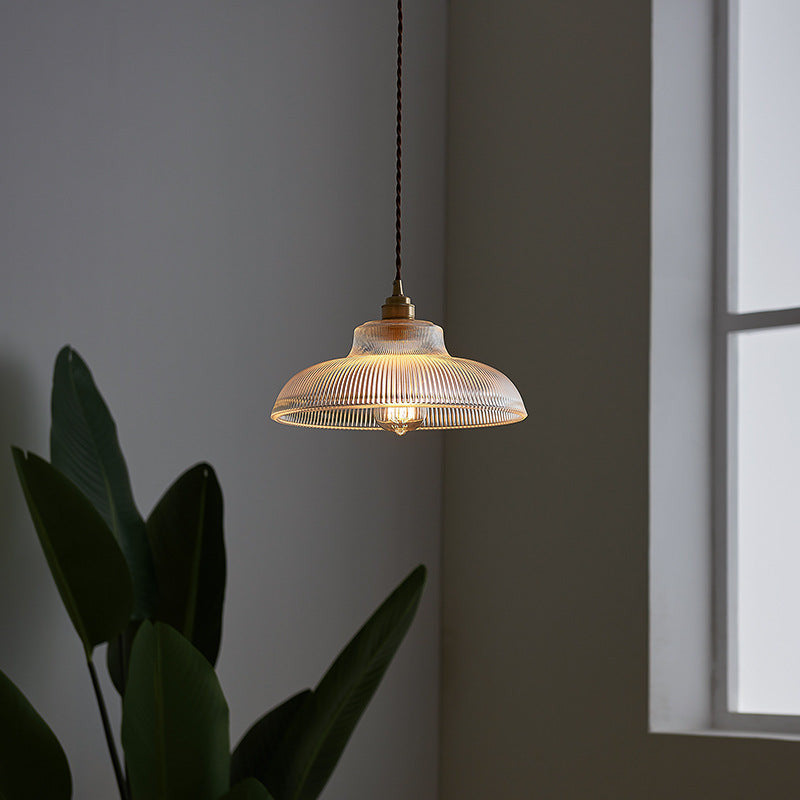 Vintage Stripe Glass Pendant Lamp - Dining Room Pendant Light - Lyssa - Louve Lights