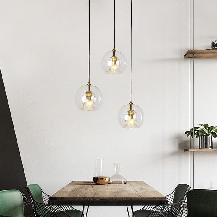 Hand Blown Double Glass Bubble Pendant Light- Garwyn - Louve Lights
