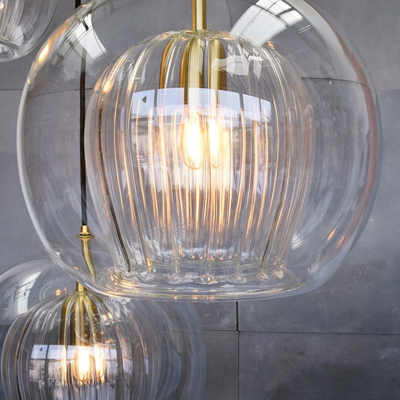 Hand Blown Double Glass Bubble Pendant Light- Garwyn - Louve Lights