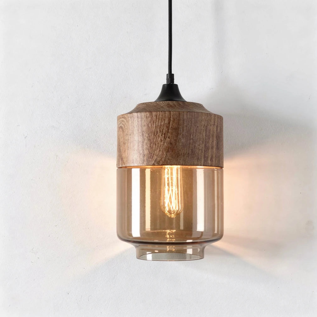 Arno | Wood Style Glass Pendant Light