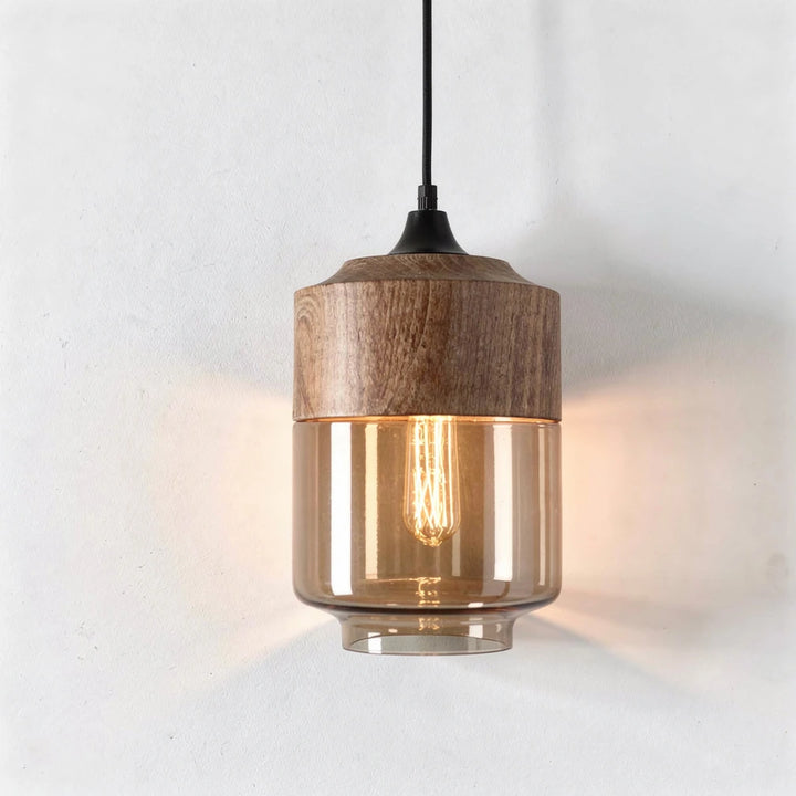 Arno | Wood Style Glass Pendant Light