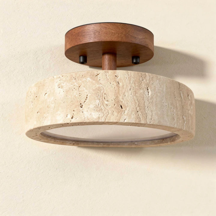 Trava | Travertine Stone Flush Ceiling Light