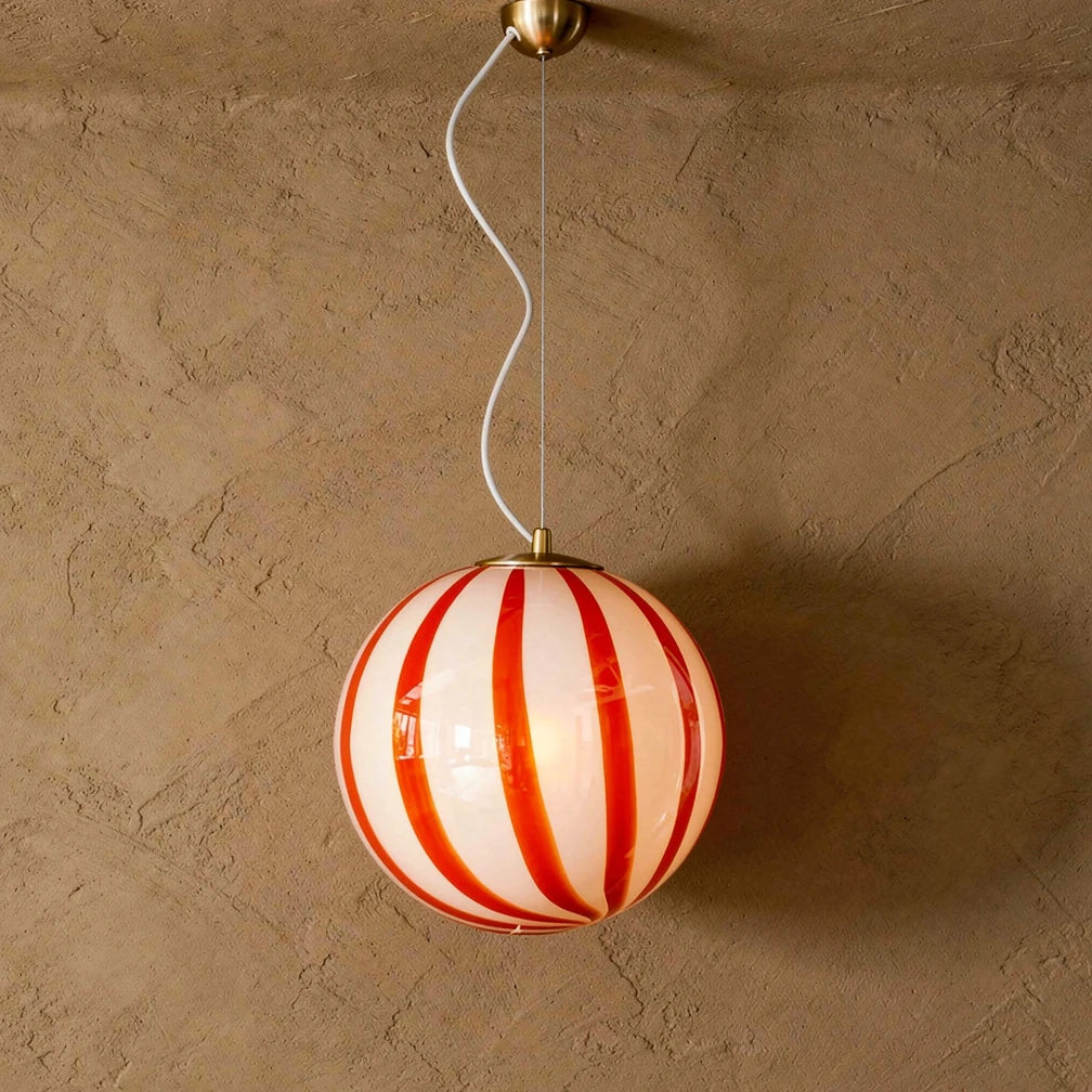 Meloni | Striped Glass Globe Pendant Light