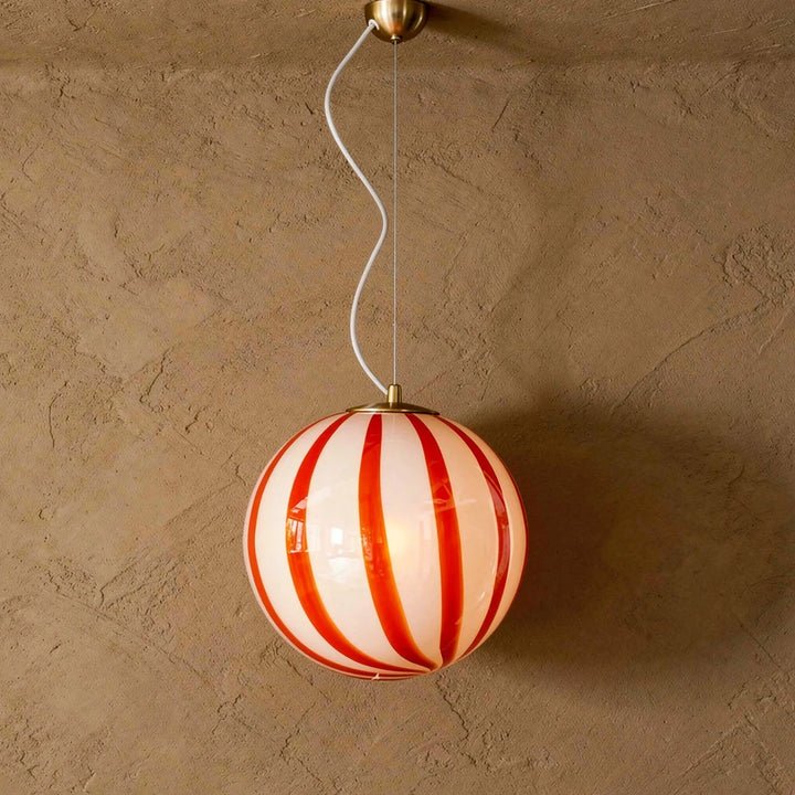 Meloni | Striped Glass Globe Pendant Light