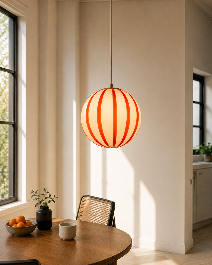 Meloni | Striped Glass Globe Pendant Light