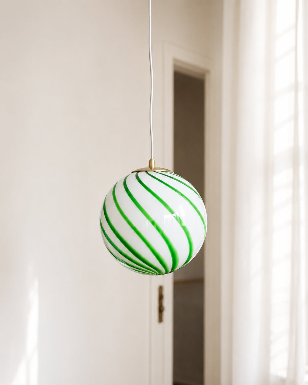 Meloni | Striped Glass Globe Pendant Light