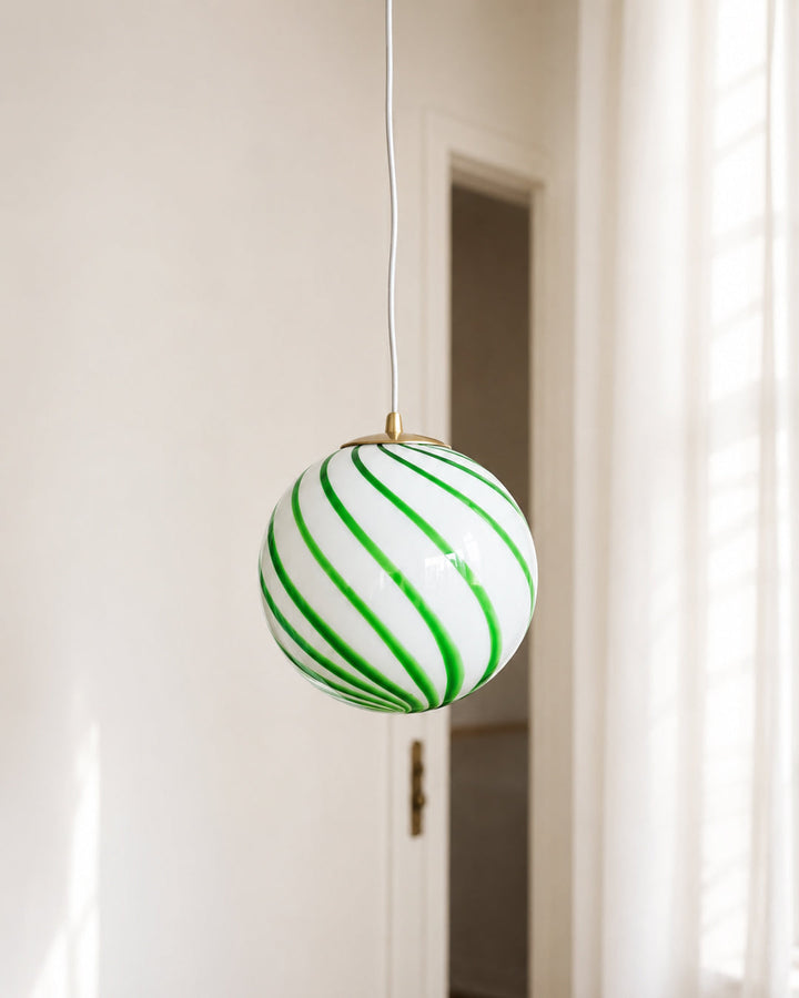 Meloni | Striped Glass Globe Pendant Light