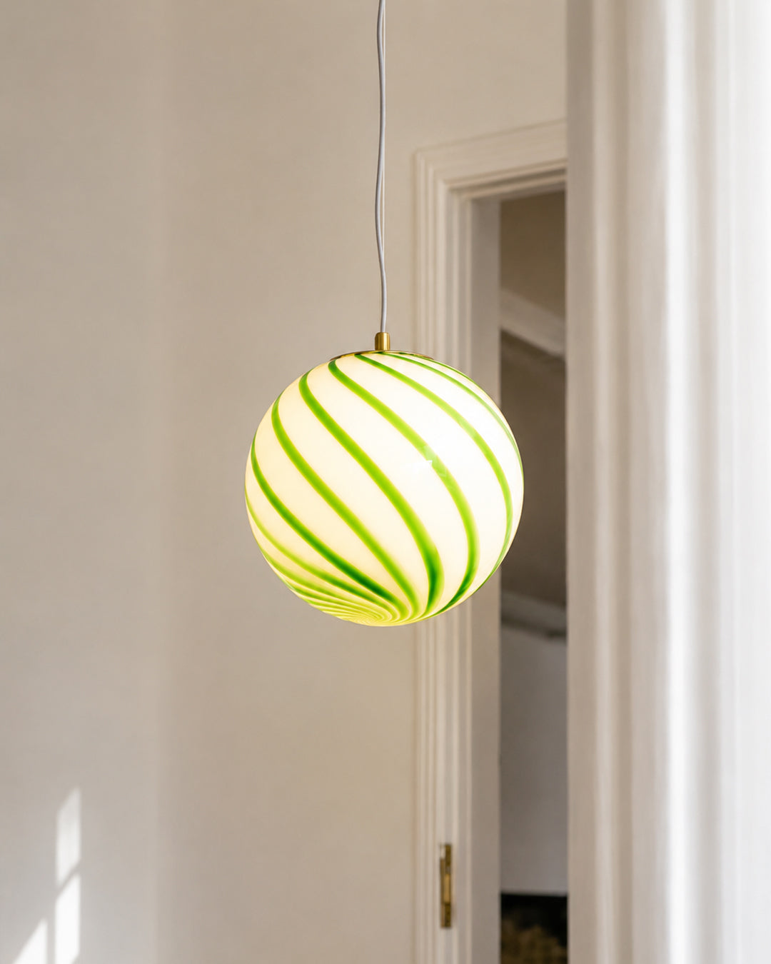 Meloni | Striped Glass Globe Pendant Light