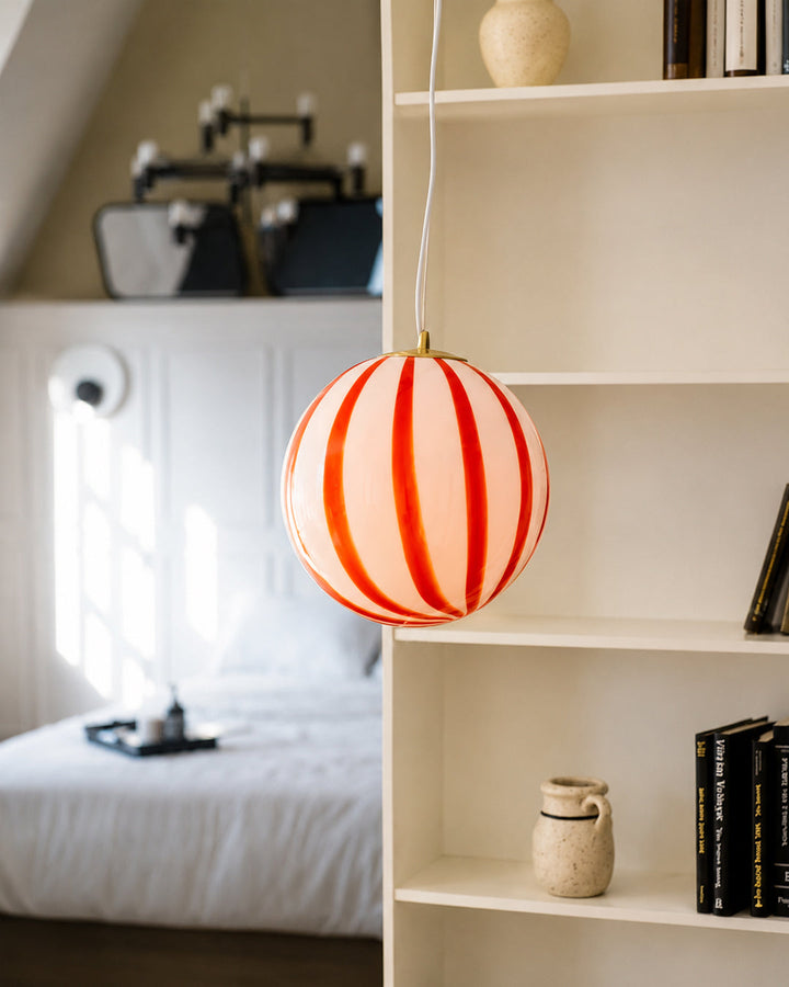 Meloni | Striped Glass Globe Pendant Light