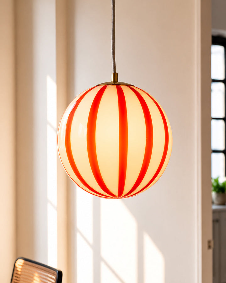 Meloni | Striped Glass Globe Pendant Light