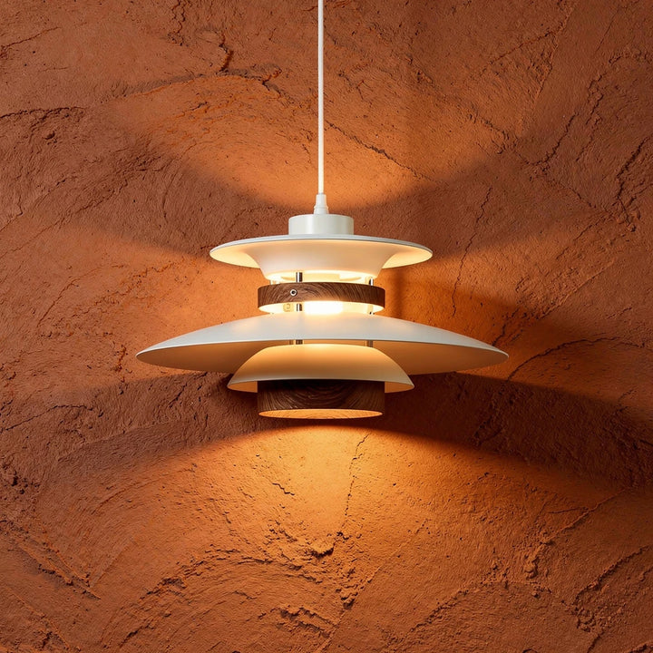 Ospak | Lampada a sospensione a più livelli in metallo e legno