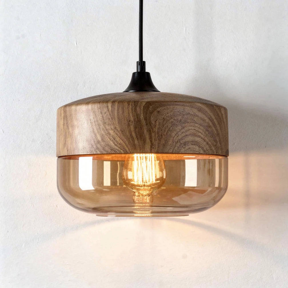 Arno | Wood Style Glass Pendant Light