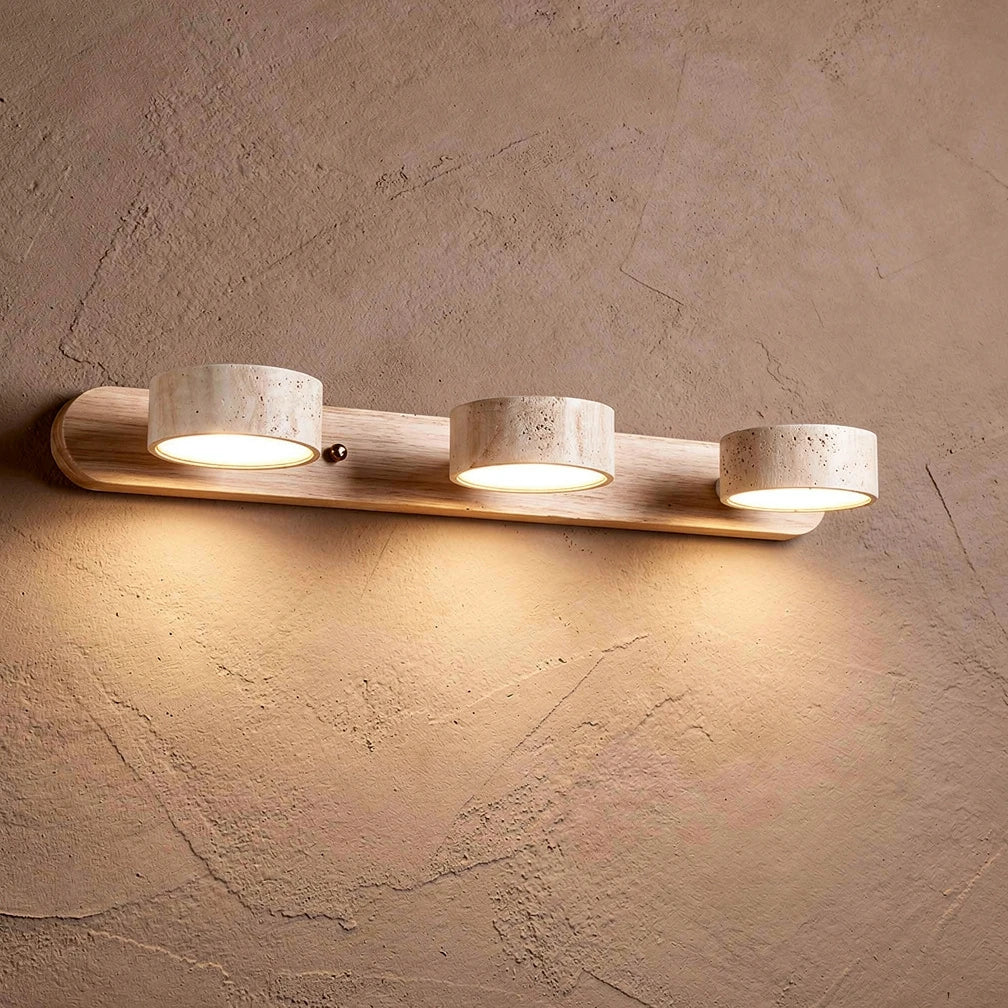 Dova | Travertine Stone &amp; Wood Wall Light