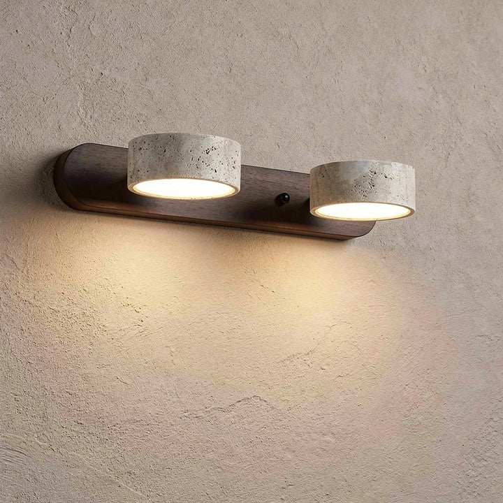 Dova | Travertine Stone &amp; Wood Wall Light